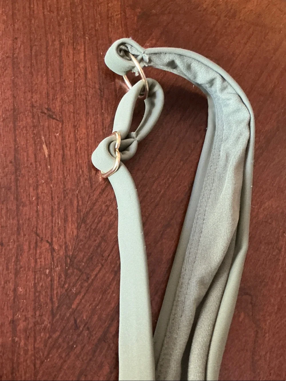 Time and Tru - Olive Green One-Piece Swim with Gold Rings